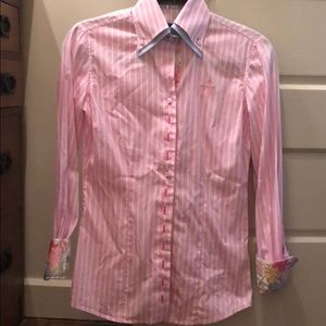 ✨FIOR DA LISO✨ white stripe pink button-down shirt